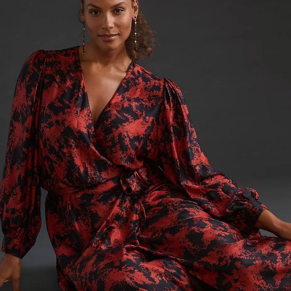 Anthro Caballero Abstract Wrap Dress 3X - Picture 2 of 12